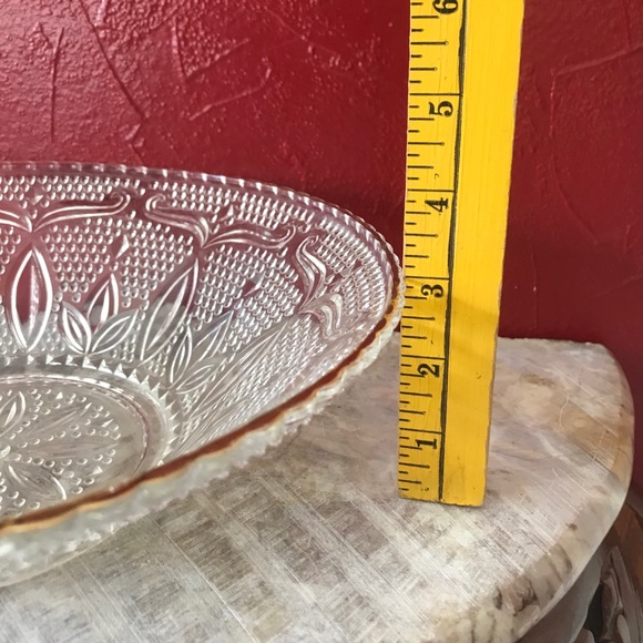 Vtg Flower Pebble Knob Hob Clear Crystal Bowl